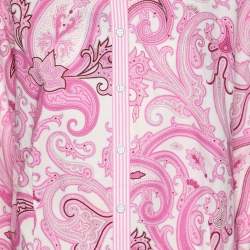 مملوكة مسبقًا Basler Pink Paisley Print Cotton Blend Long Sleeve Shirt L