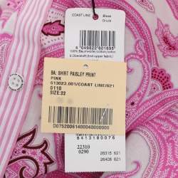 مملوكة مسبقًا Basler Pink Paisley Print Cotton Blend Long Sleeve Shirt L