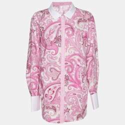 Pre Owned Basler Pink Paisley Print Cotton Blend Long Sleeve Shirt L