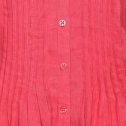 Pre Owned Basler Red Linen Pintuk Plain Long Sleeve Shirt L