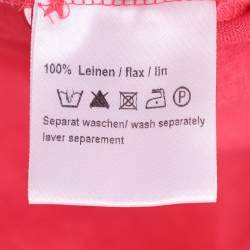 Pre Owned Basler Red Linen Pintuk Plain Long Sleeve Shirt L