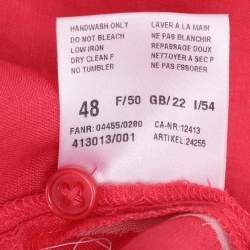 Pre Owned Basler Red Linen Pintuk Plain Long Sleeve Shirt L