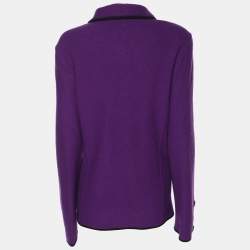 مملوكة مسبقًا جاكيت بسالر صوف أرجواني أزرار مقاس كبير