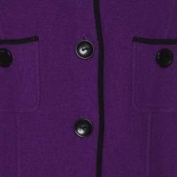 مملوكة مسبقًا جاكيت بسال�ر صوف أرجواني أزرار مقاس كبير