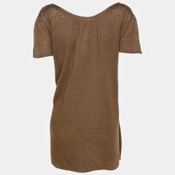 Pre Owned Basler Brown Stretch Knit Glam Rock Embellished Tops L