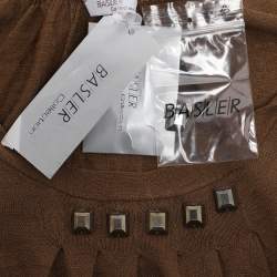Pre Owned Basler Brown Stretch Knit Glam Rock Embellished Tops L