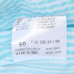 مملوكة مسبقًا Basler Light Blue Stripe Cotton Blend Single Breasted Blazer XXL