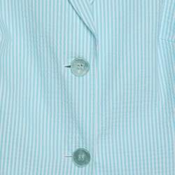مملوكة مسبقًا Basler Light Blue Stripe Cotton Blend Single Breasted Blazer XXL