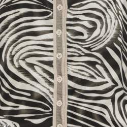 مملوكة مسبقًا بلوفر باسلر تريكو ساتان مطبوع متعدد الألوان مزين بالكريستال مقاس كبير جدًا