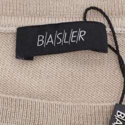 مملوكة مسبقًا بلوفر باسلر تريكو ساتان مطبوع متعدد الألوان مزين بالكريستال مقاس كبير جدًا