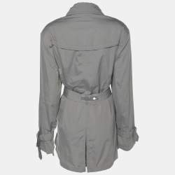 مملوكة مسبقًا معطف بسلر نايلون رمادي بحزام بصفين أزرار مقاس كبير جداً - إكس لارج