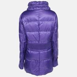 Pre Owned جاكيت بسلر أرجواني نايلون برباط قابل للتمديد بحزام مقاس كبير جداً