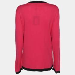 Pre Owned بلوفر باسلر تريكو مطاطي مقسم الألوان مقاس إكسترا لارج