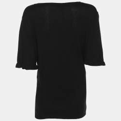 مملوكة مسبقًا قميص بازيلر أسود محبوك مطاطي بتفاصيل كشكش مقاس كبير جدًا (إكسترا لارج)