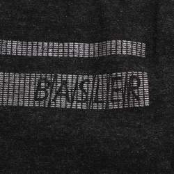 Pre Owned Basler Dark Grey Stretch Knit Ribbon Embellished V Neck Shirt XL
