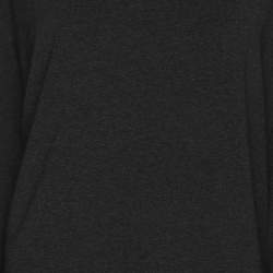 Pre Owned Basler Dark Grey Stretch Knit Ribbon Embellished V Neck Shirt XL