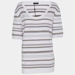 Pre Owned Basler White/Grey Lurex Knit T-Shirt XL