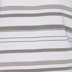 مملوكة مسبقًا تي شيرت بازيلر أبيض/رمادي محبوك بخيوط فضية مقاس كبير جدًا (إكسترا لارج)