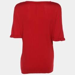 مملوكة مسبقًا Basler Red Stretch Knit Ruffle Details Tops XL