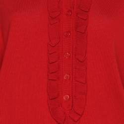 مملوكة مسبقًا Basler Red Stretch Knit Ruffle Details Tops XL