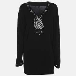 Pre Owned Basler Black Jersey Drawstring Neck Tie Sweatshirt XL