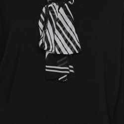 مملوكة مسبقًا سترة برباط حول العنق جيرسي سوداء باسلر مقاس كبير جدًا