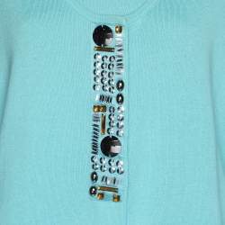 Pre Owned Basler Turquoise Stretch Knit Full Sleeve Shrug XL