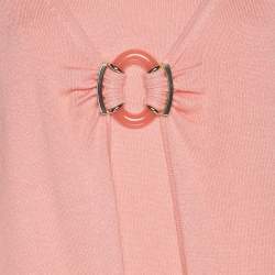 Pre Owned Basler Peach Stretch Knit Full Sleeve Shrug XL