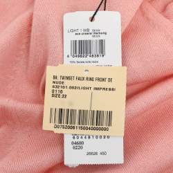 Pre Owned Basler Peach Stretch Knit Full Sleeve Shrug XL