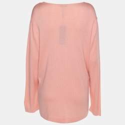 Pre Owned Basler Peach Stretch Knit Full Sleeve Shrug XL