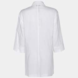 Pre Owned Basler White Cotton Front Zip Short Sleeve Shirt XL