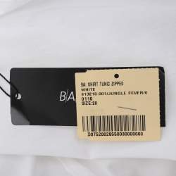 Pre Owned Basler White Cotton Front Zip Short Sleeve Shirt XL