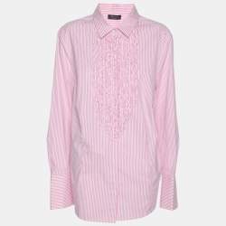 Pre Owned Weekend by Basler Pink/White Striped Cotton Shirt XL