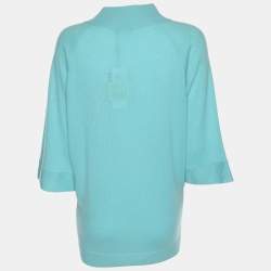 Pre Owned بلوفر باسلر تريكو أزرق بأزرار مقاس إكس إكس لارج