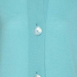 Pre Owned بلوفر باسلر تريكو أزرق بأزرار مقاس إكس إكس لارج