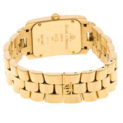 Pre Owned Baume and Mercier Mother of Pearl 18K Yellow Gold and Diamond Hampton Milleis Women's Wristwatch 22 mm