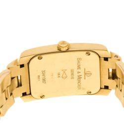 Pre Owned Baume and Mercier Mother of Pearl 18K Yellow Gold and Diamond Hampton Milleis Women's Wristwatch 22 mm