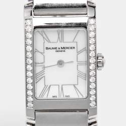Pre Owned Baume & Mercier Hampton 65406 Mother of Pearl Stainless Steel Diamond Women's Wristwatch 20 mm