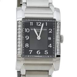 Pre Owned Baume & Mercier Black Stainless Steel Diamond 65694 Hampton Quartz Women's Wristwatch 27 MM