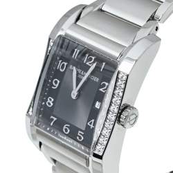 Pre Owned Baume & Mercier Black Stainless Steel Diamond 65694 Hampton Quartz Women's Wristwatch 27 MM