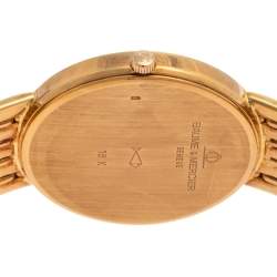 Pre Owned Baume & Mercier Mother Of Pearl 18k Yellow Gold Diamonds Classic 15156 988 Men's Wristwatch 32 mm