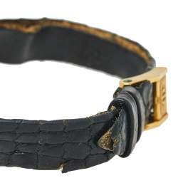 Pre Owned Baume & Mercier Black Gold-Plated Women's Wristwatch 21 mm