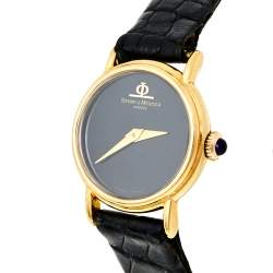 Pre Owned Baume & Mercier Black Gold-Plated Women's Wristwatch 21 mm