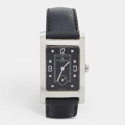 Baume & Mercier Black Stainless Steel Leather Hampton MV045063 Women's Wristwatch 24 mm