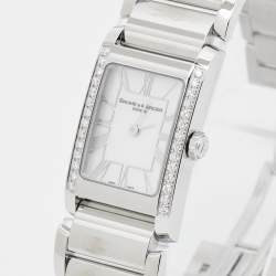 Pre Owned Baume and Mercier Mother of Pearl Stainless Steel Diamond Hampton 65406 Women's Wristwatch 20 mm