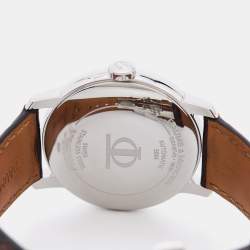 Pre Owned Baume & Mercier White Stainless Steel Alligator Leather Classima Executives 65554 Men's Wristwatch 39 mm
