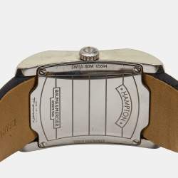 Baume & Mercier Grey Stainless Steel Leather Diamond Hampton 65694 Women's Wristwatch 27 mm