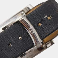 Baume & Mercier Grey Stainless Steel Leather Diamond Hampton 65694 Women's Wristwatch 27 mm