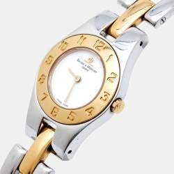 Pre Owned Baume & Mercier White Two-Tone Stainless Steel Linea MV045203 Women's Wristwatch 22 mm