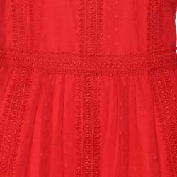 Pre Owned BCBGMAXAZRIA Red Knit Long Sleeve Maxi Dress L